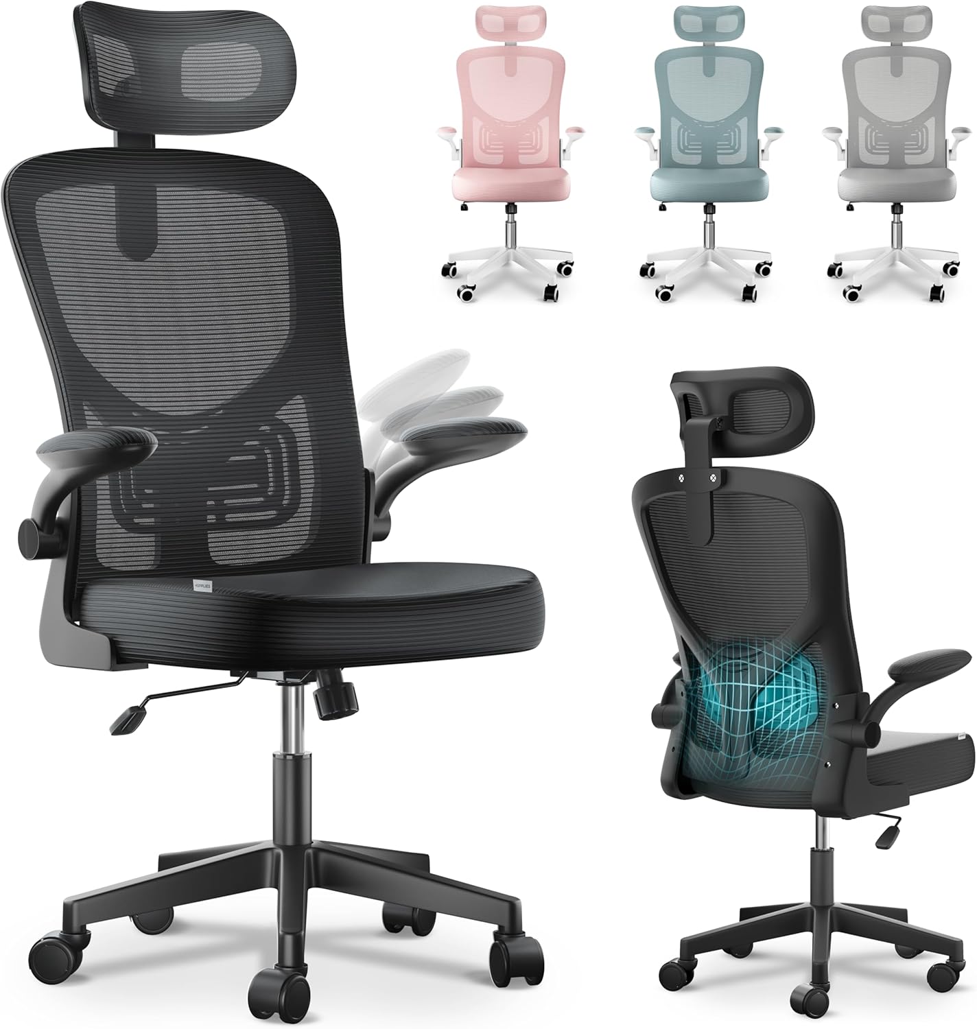 JUPPLIES Ergonomic Desk Chair – Adjustable and Reclining Office Chair with Lumbar Support (silla)